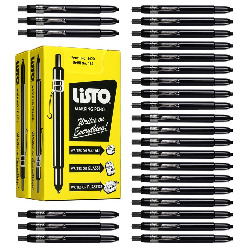 Listo 1620 - Box of 12 - BLACK COLOR - China Markers/Grease Pencils/China Marking Wax Pencils - Made in USA (24) - Image 2
